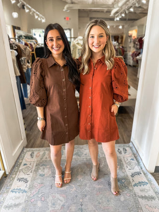 Rust Darling Days Eyelet Mini Dress - Everyday EDEN Boutique & Gifts