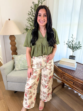 Sage Easy Breeze Ballon Sleeve Top - Everyday EDEN Boutique & Gifts