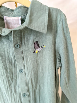 Sage Green Mallard Boys Dress Shirt - Everyday EDEN Boutique & Gifts