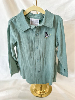 Sage Green Mallard Boys Dress Shirt - Everyday EDEN Boutique & Gifts