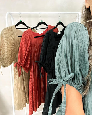 Sand What A Girl Wants Crinkle Fabric Dress - Everyday EDEN Boutique & Gifts