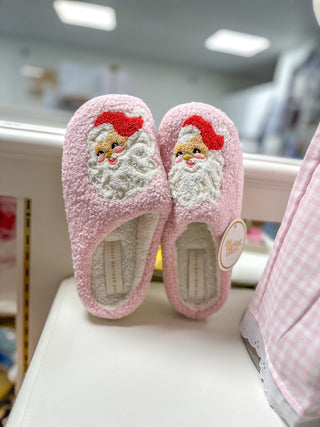 Santa Pink Fuzzy Slippers - Everyday EDEN Boutique & Gifts