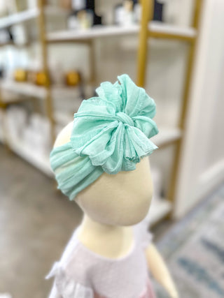 Seafoam Frilly Frou Ruffle Headband Bow - Everyday EDEN Boutique & Gifts