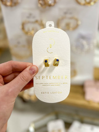 September Lapis Lazuli Birthstone Hoop Earrings - Everyday EDEN Boutique & Gifts