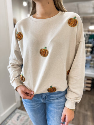 Sequin Pumpkin Patch Sweatshirt - Everyday EDEN Boutique & Gifts