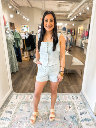SET Cupcake Dear Sky Blue Scalloped Details Shorts/Top - Everyday EDEN Boutique & Gifts