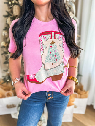 She Wore Boots To Christmas Graphic Tee - Everyday EDEN Boutique & Gifts