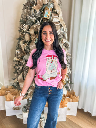 She Wore Boots To Christmas Graphic Tee - Everyday EDEN Boutique & Gifts