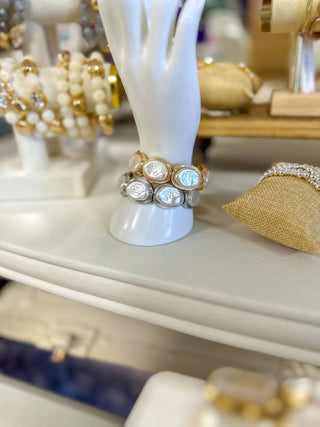 Silver Pearl Pop Statement Stretch Bracelet - Everyday EDEN Boutique & Gifts