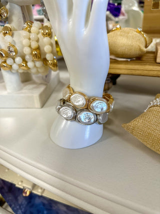 Silver Pearl Pop Statement Stretch Bracelet - Everyday EDEN Boutique & Gifts