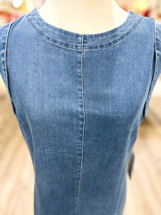 Sleeveless Seam Detail Denim Shift Dress - Everyday EDEN Boutique & Gifts
