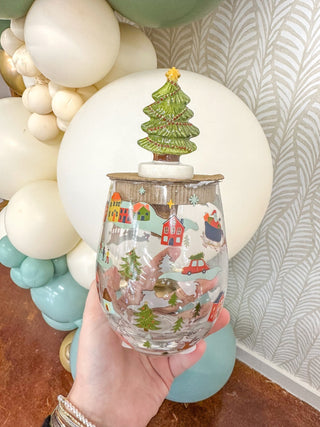 Sleigh Village Wine Glass & Stopper Set - Everyday EDEN Boutique & Gifts