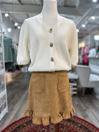 Suede Autumn Charm Ruffle Detail Mini Skirt - Everyday EDEN Boutique & Gifts