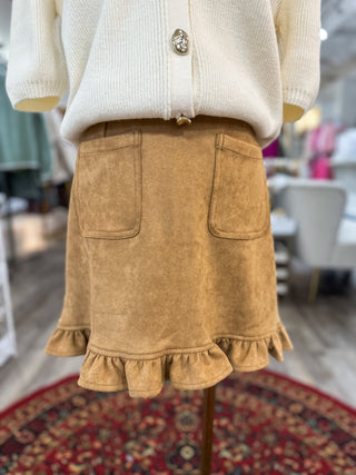 Suede Autumn Charm Ruffle Detail Mini Skirt - Everyday EDEN Boutique & Gifts