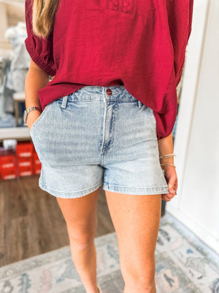 Sun Bleached Bay High Rise Light Wash Denim Shorts - RISEN - Everyday EDEN Boutique & Gifts