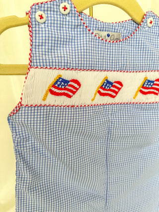 Sunsuit with American Flag Smocking - Everyday EDEN Boutique & Gifts