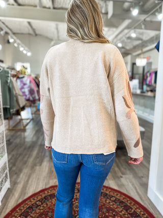 Taupe Must Have Soft Flower Print Mock Neck Sweater - Everyday EDEN Boutique & Gifts