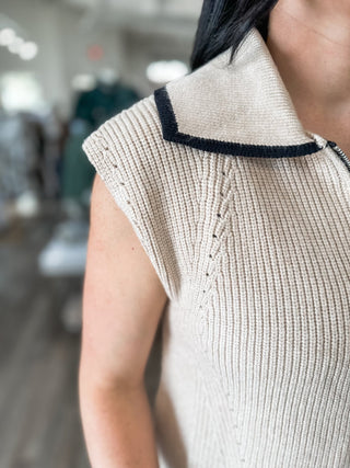 Taupe Zip It & Go Sleeveless Sweater - Everyday EDEN Boutique & Gifts