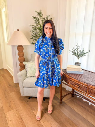 The Blue Flower Market Mini Dress - Everyday EDEN Boutique & Gifts