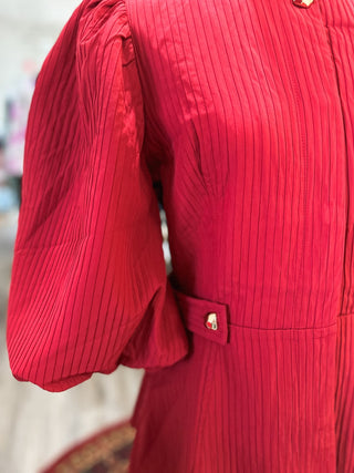 The Burgundy Ella Puff Sleeve Wasit Line Top - Everyday EDEN Boutique & Gifts