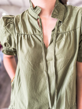 The Crisp Mornings Olive Mini Dress - Everyday EDEN Boutique & Gifts