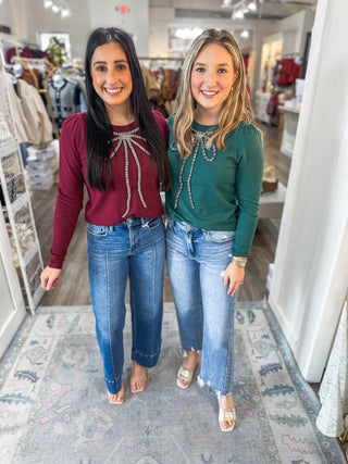 The Forest Gifted Glam Sequin Bow Sweater - Everyday EDEN Boutique & Gifts