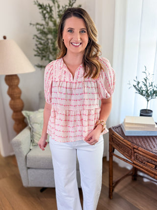 The Heirloom Rose Stripe Short Sleeve Top - Everyday EDEN Boutique & Gifts