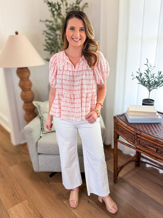 The Heirloom Rose Stripe Short Sleeve Top - Everyday EDEN Boutique & Gifts