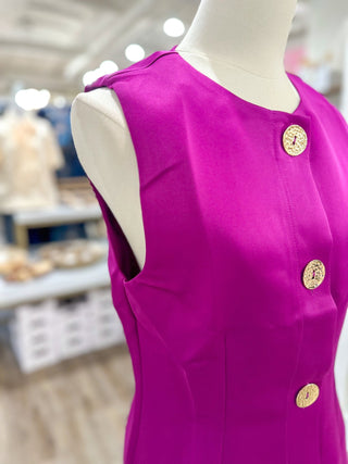 The Magenta Downtown Darling Gold Button Mini Dress - Everyday EDEN Boutique & Gifts