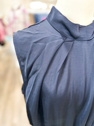 The Navy Charlie Satin Midi Dress - Everyday EDEN Boutique & Gifts