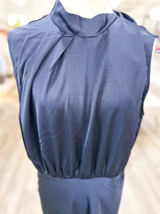 The Navy Charlie Satin Midi Dress - Everyday EDEN Boutique & Gifts