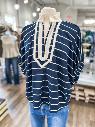 The Navy Landry Stripe Knit Top - Everyday EDEN Boutique & Gifts