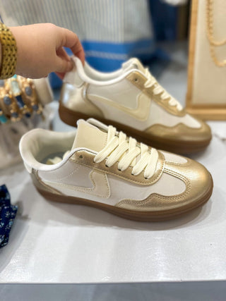 The Nellie White W/ Gold Accents Sneakers - Everyday EDEN Boutique & Gifts