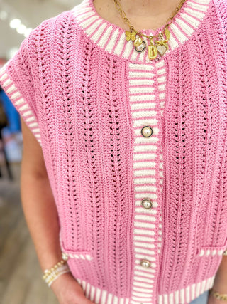 The Pink Softly Striped Vest - Everyday EDEN Boutique & Gifts