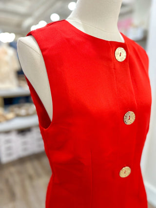The Red Downtown Darling Gold Button Mini Dress - Everyday EDEN Boutique & Gifts