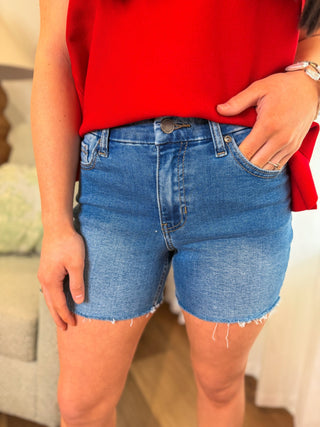 The Staple Style Cutoff Medium Wash Denim Shorts - Everyday EDEN Boutique & Gifts