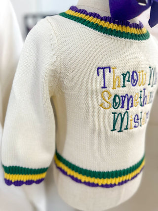 Throw Me Something Mister Mardi Gras Layered Trim Sweater - Everyday EDEN Boutique & Gifts