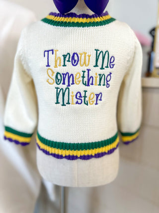 Throw Me Something Mister Mardi Gras Layered Trim Sweater - Everyday EDEN Boutique & Gifts