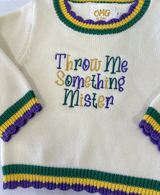 Throw Me Something Mister Mardi Gras Layered Trim Sweater - Everyday EDEN Boutique & Gifts