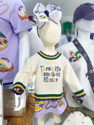 Throw Me Something Mister Mardi Gras Layered Trim Sweater - Everyday EDEN Boutique & Gifts