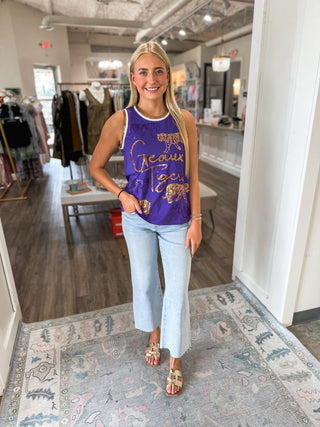 Tiger Strut Sequin Varsity Accents Tank Top - Everyday EDEN Boutique & Gifts