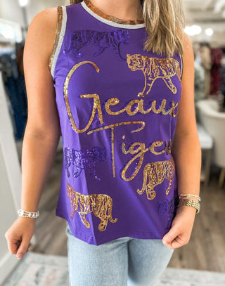 Tiger Strut Sequin Varsity Accents Tank Top - Everyday EDEN Boutique & Gifts