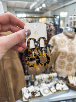 Tortoise Acrylic 2 Drop 1.5" Earring - Everyday EDEN Boutique & Gifts