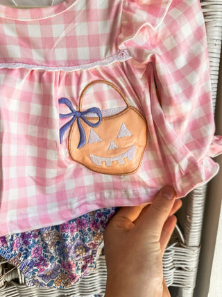 Trick or Treat Gingham & Floral Infant Romper - Everyday EDEN Boutique & Gifts