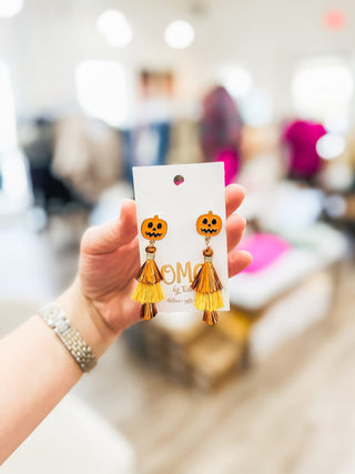 Tricks & Treats Jack O'lantern Tassel Earrings - Everyday EDEN Boutique & Gifts