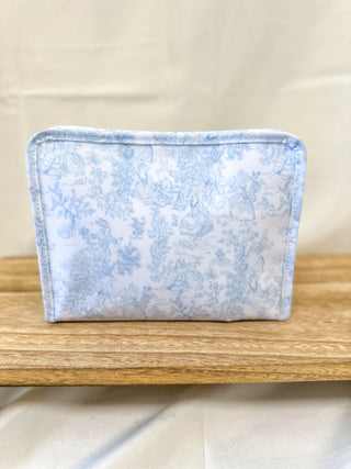 TRVL Bunny Toile Blue Medium Roadie Zip Pouch - Everyday EDEN Boutique & Gifts