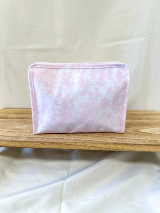 TRVL Bunny Toile Pink Medium Roadie Zip Pouch - Everyday EDEN Boutique & Gifts