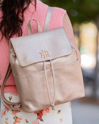 Woven Gold Bennett Backpack | Caroline Hill