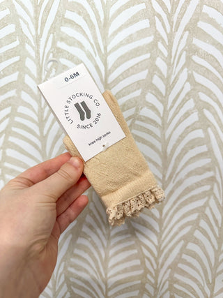 Vanilla Fancy Lace Top Knee - High Socks - Everyday EDEN Boutique & Gifts