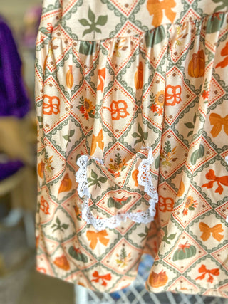 Vintage Pumpkin Bow Print Dress - Everyday EDEN Boutique & Gifts